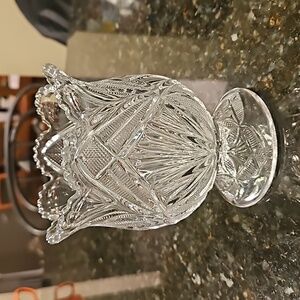 Pressed Glass Beautiful Lady Scalloped Vase circa 1880’s